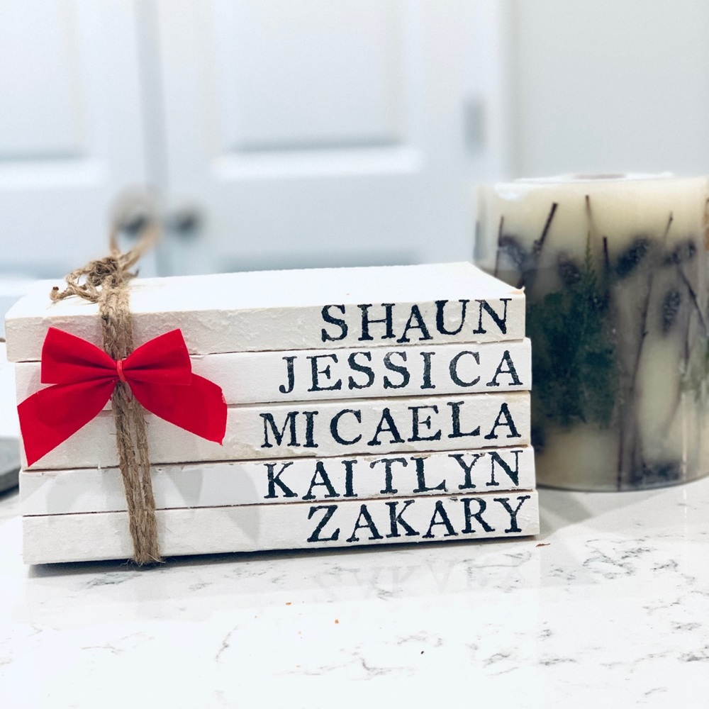 Custom farmhouse book stacks